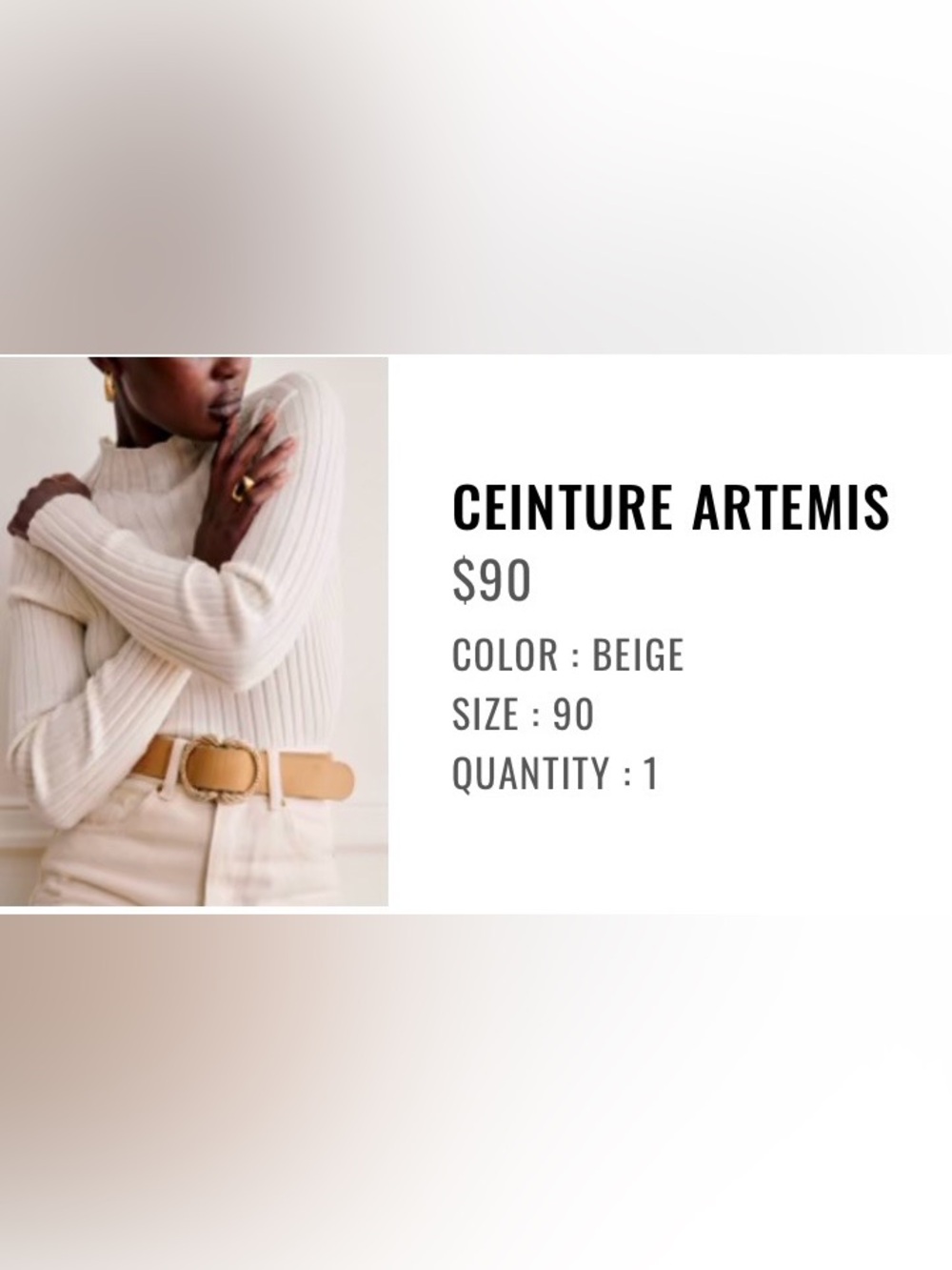 Sezane Artemis Belt Beige - Size 90 - Picture 2 of 2